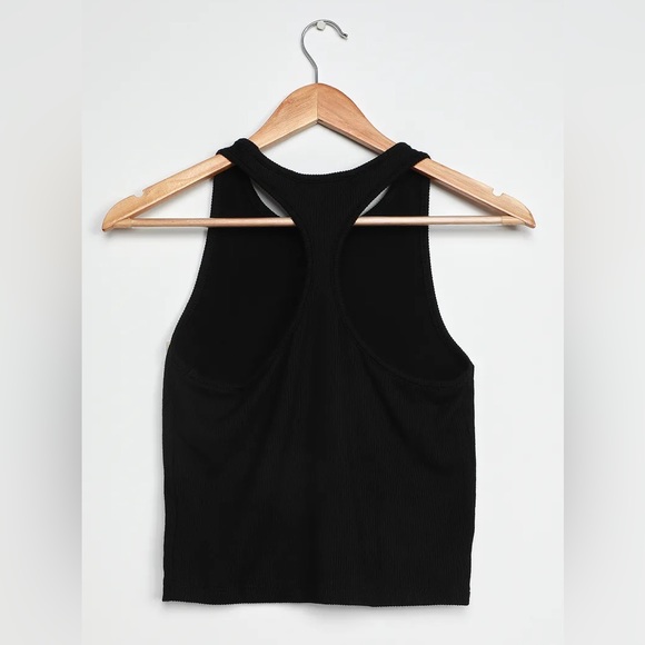 🆕 Brand New NWT Lulus Everyday Essential Black Ribbed Racerback Tank Top - M - Picture 4 of 6